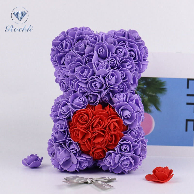 Heart hugging rose bear simulation bouquet as a birthday gift for teddy bears