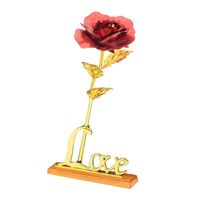 24K Foil Plated Rose Gold Rose Wedding Decoration Flower Valentine's Day Gift Lover's Rose Artificial Only